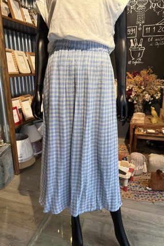 FALDA CUADROS CELESTE