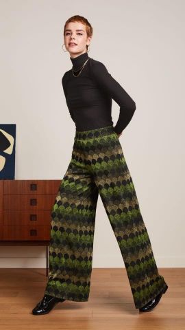 BORDER PALLAZO PANTS DIVA JACQUARD