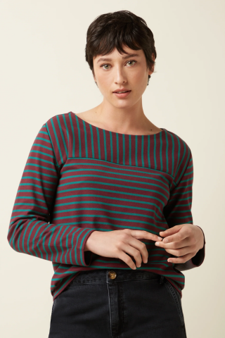Boatneck Yoke Top Britney Stripe