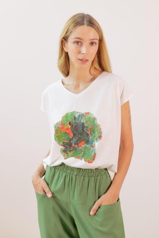 CAMISETA FLOR VERDE