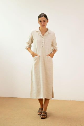 VESTIDO CRUDO CUADROS