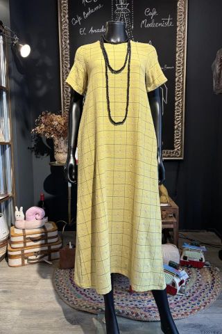 VESTIDO CUADROS AMARILLOS